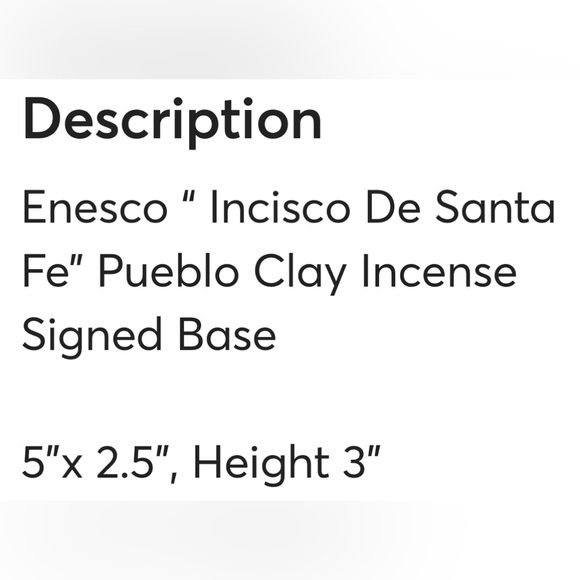 Pueblo Clay Incense and Base Enesco “ Inceinso De Santa Fe” - Picture 7 of 7